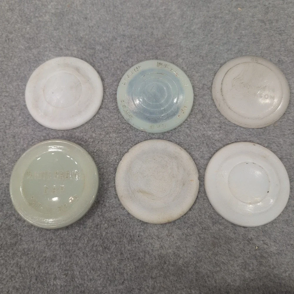 6 Vintage White Crown & More Canning & Milk Jar Lids - Picture 1 of 8